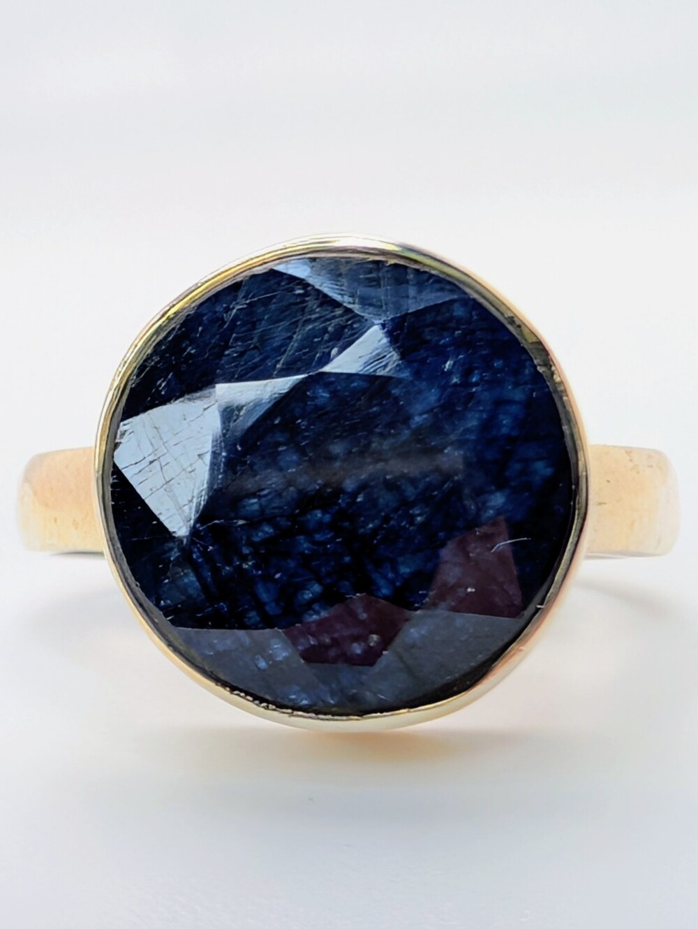 Large Natural Blue Sapphire S925 Sterling Silver Gemstone Ring 8 1/4